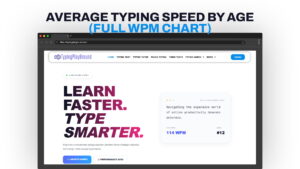 Average Typing Speed by Age (full WPM chart)